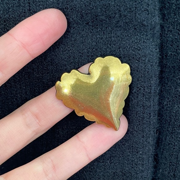 Commense Wool-Blend Heart Button Cardigan Brass Retro Valentines Romantic Love - Picture 12 of 14